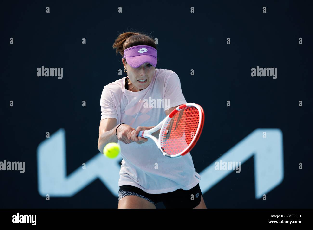 Melbourne Park 12/1/2023. Alize (FRA) in during practice at the 2023 Australian Open