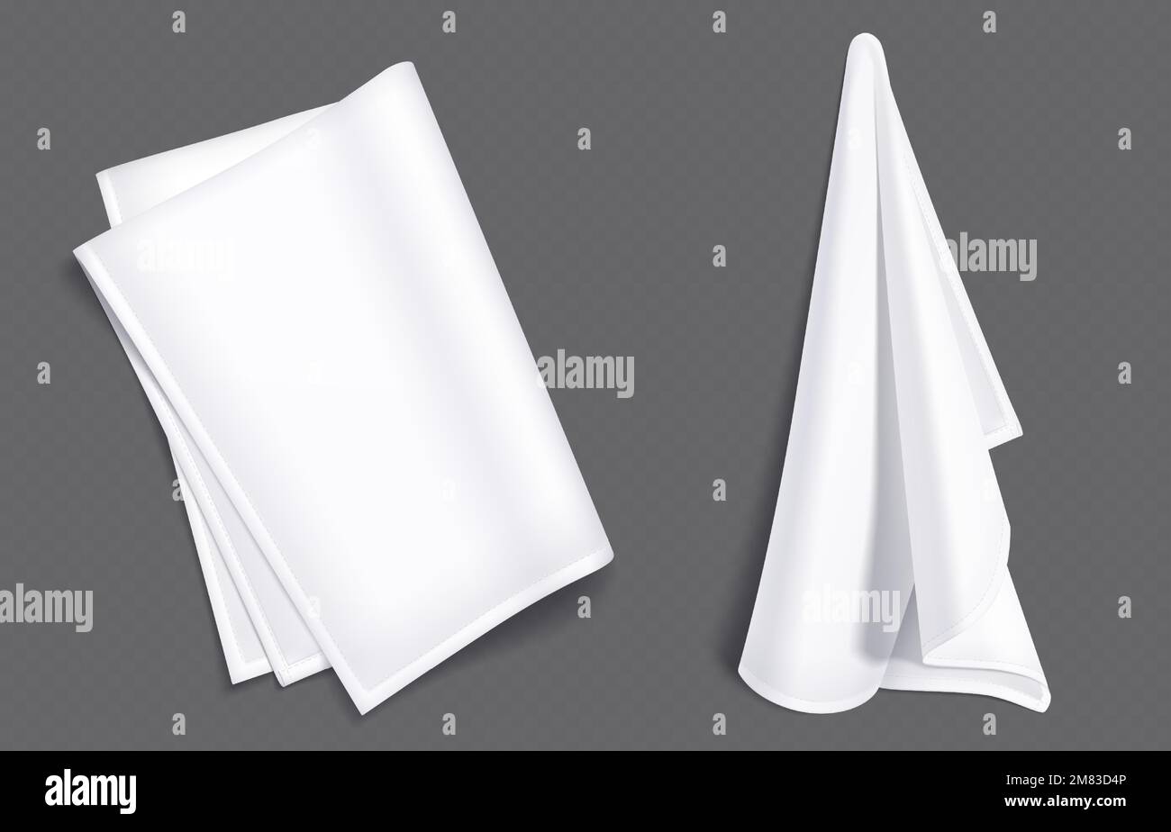 White kitchen towel, fabric napkin, tablecloth or handkerchief. Blank