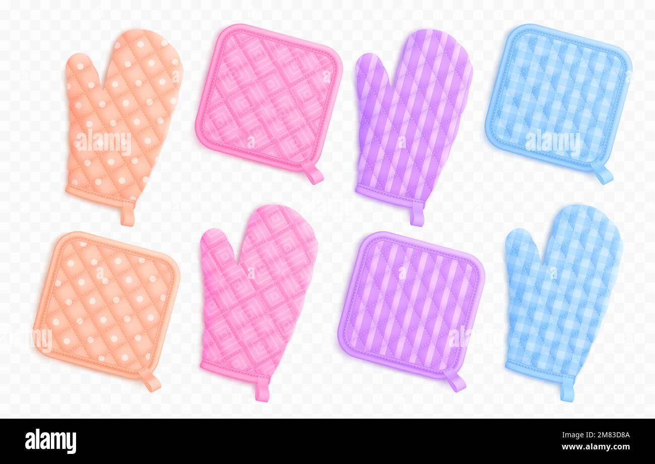 Oven mitts kitchen safety gloves with quilted Vector Image