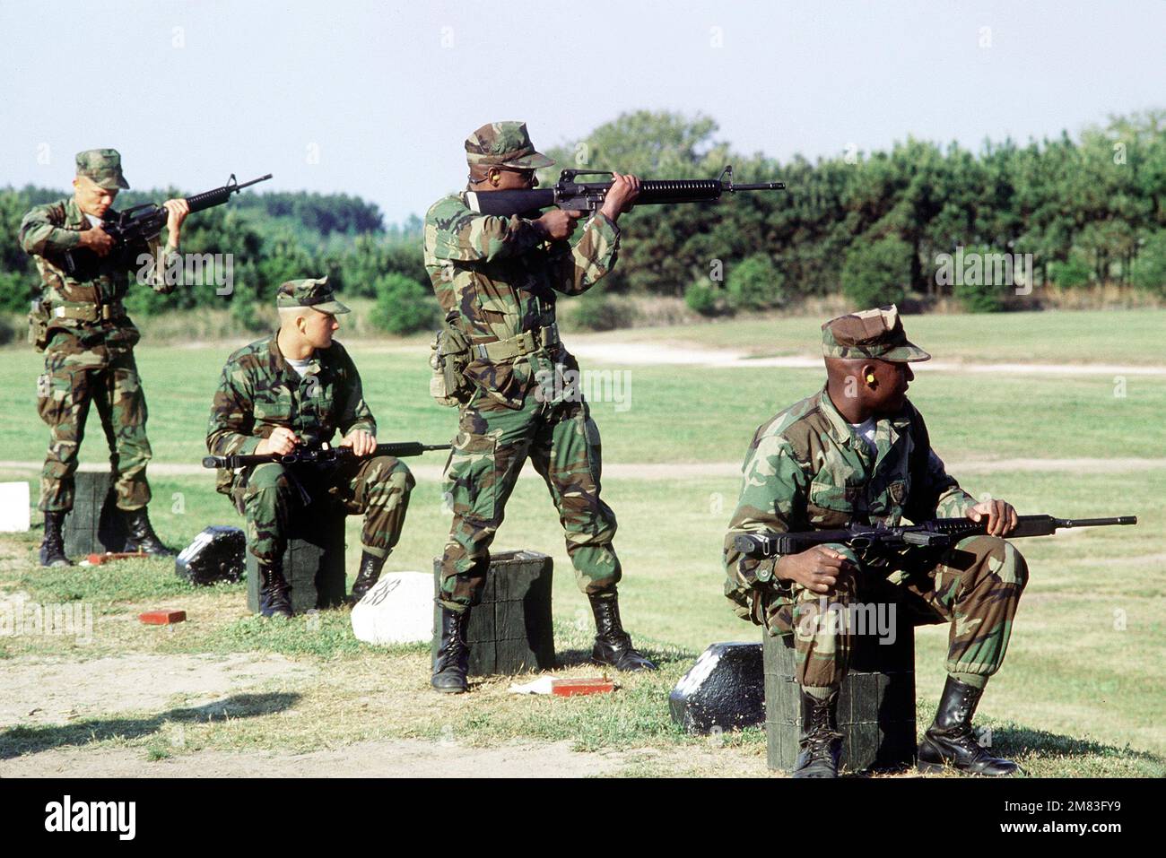 Marine recruits fire M16A2 rifles during small arms qualifications at