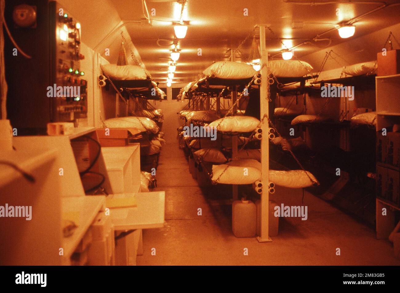 An interior view of the sleeping quarters in a survival collective