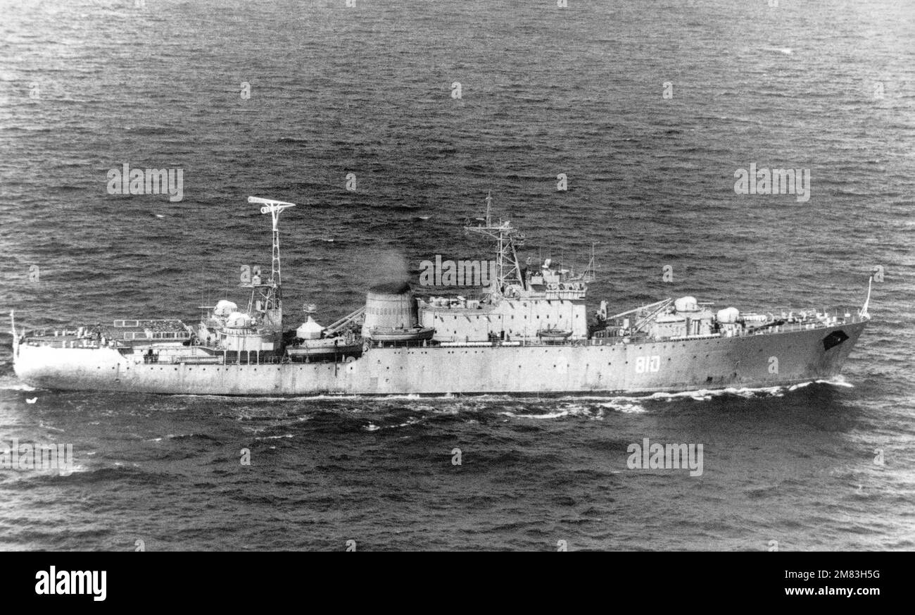 Aerial starboard beam view of the Soviet Ugra class submarine depot