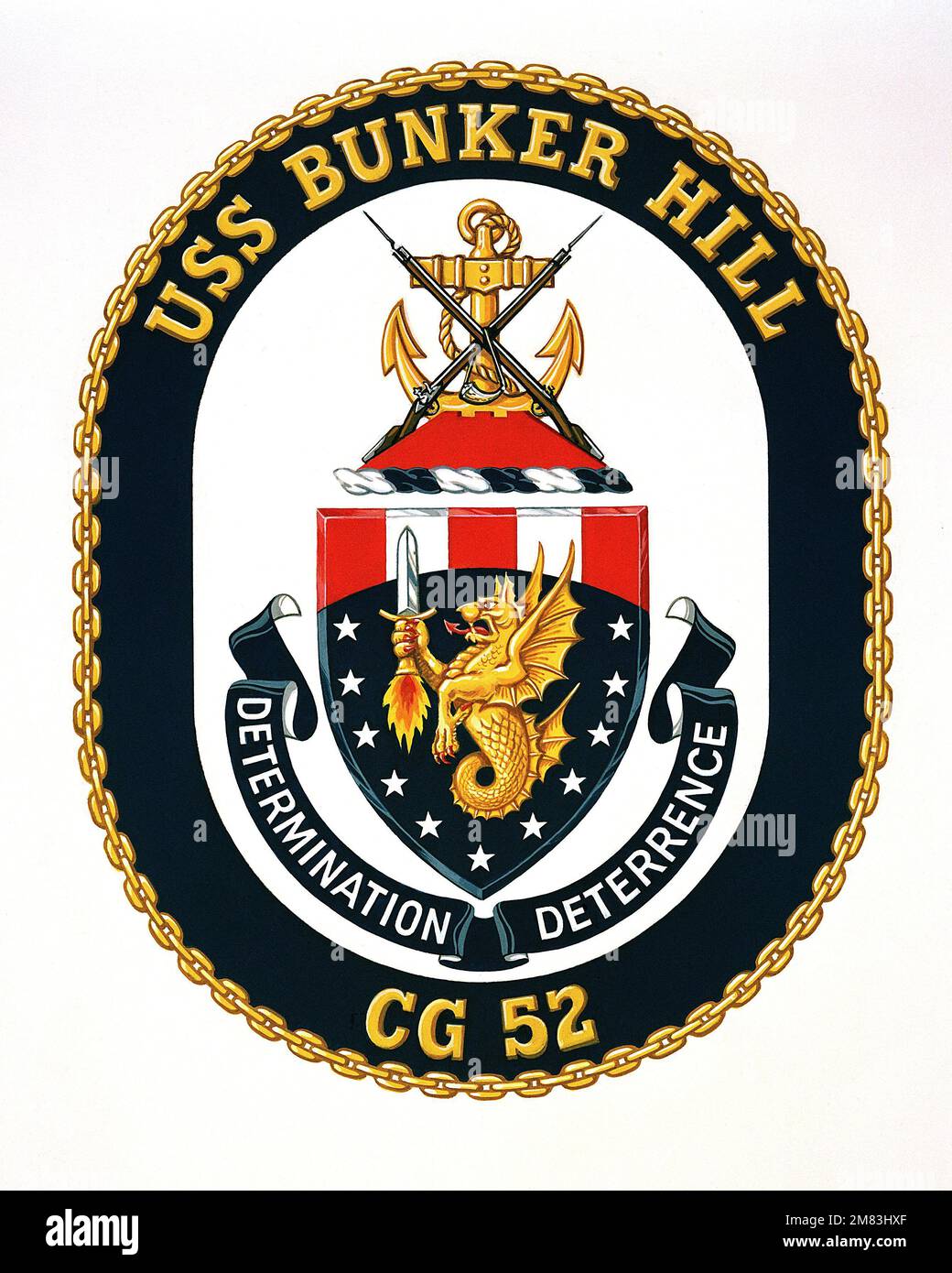 Coat of arms for: USS BUNKER HILL (CG 52). Country: Unknown Stock Photo