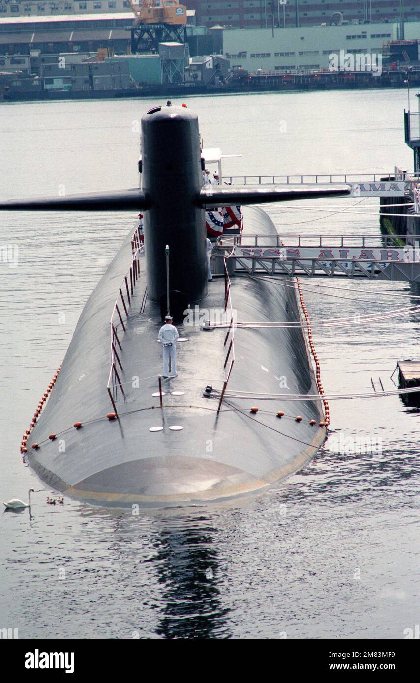 A bow view of the nuclearpowered strategic missile submarine USS