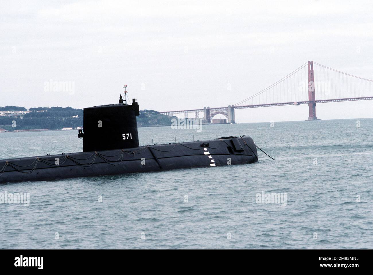 Starboard quarter view of the nuclear-powered attack submarine ex-USS