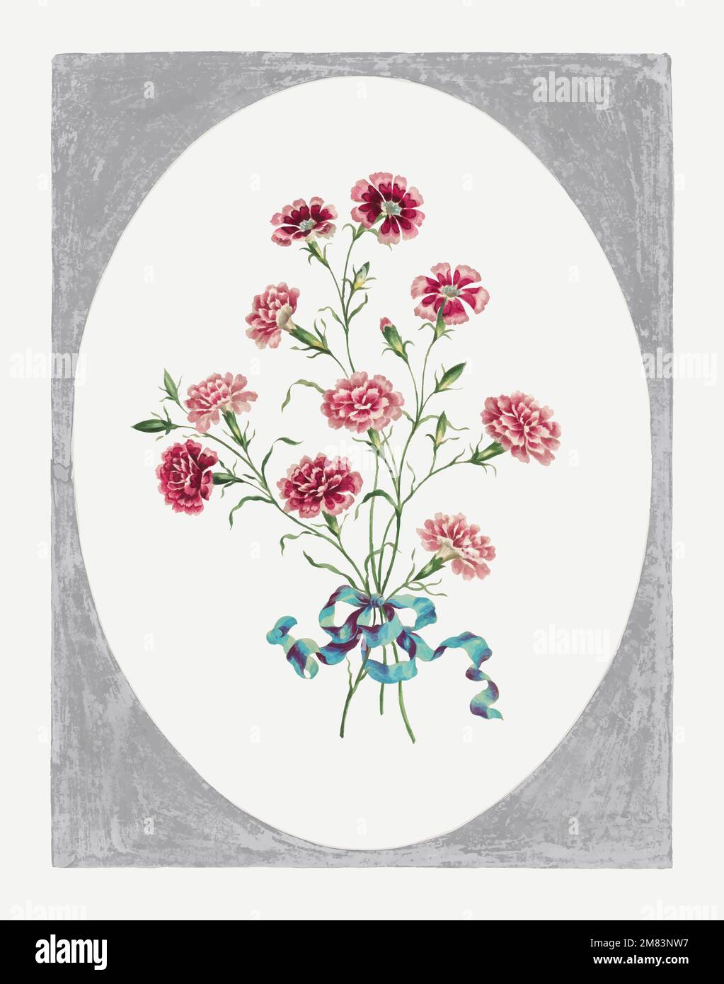 India pinks vector vintage floral art print, remixed from artworks by