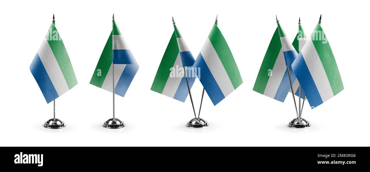 Small national flags of the Sierra Leone on a white background Stock ...