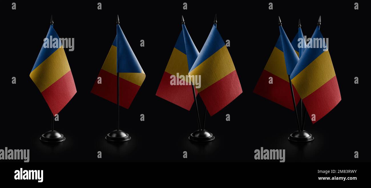 Small national flags of the Chad on a black background Stock Photo - Alamy