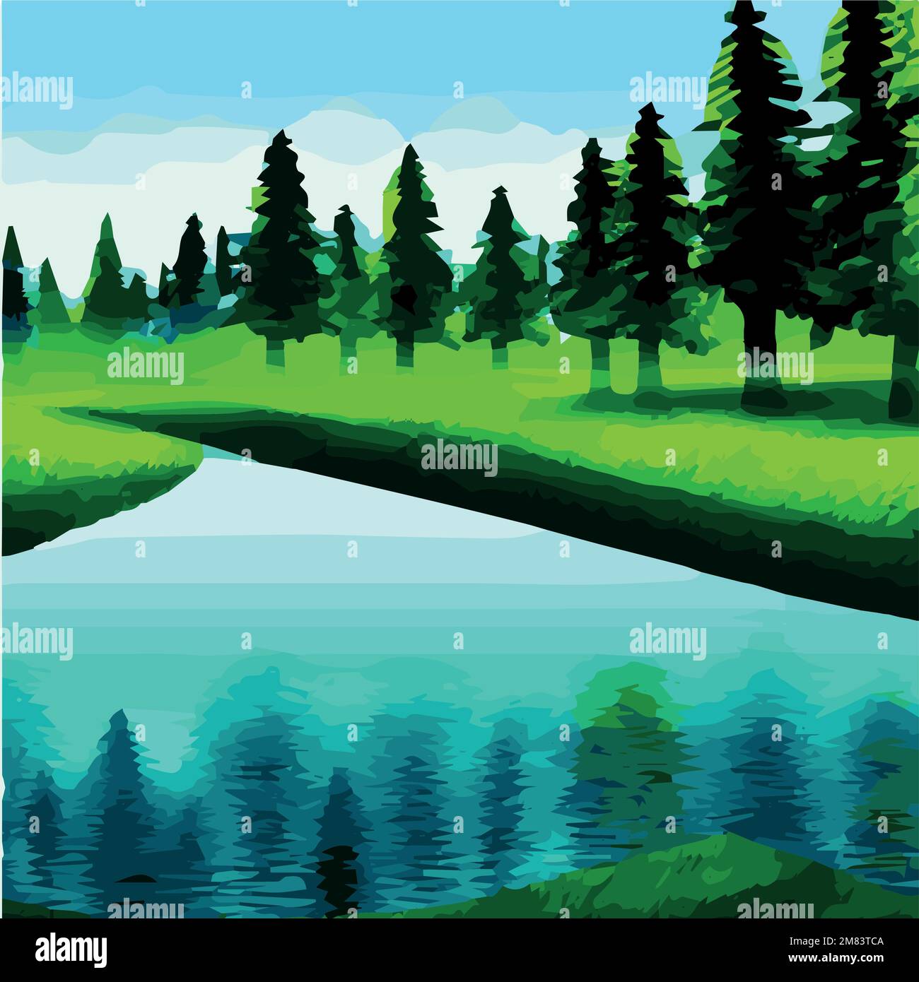 Green landscape illustration Stock Vector Images - Alamy