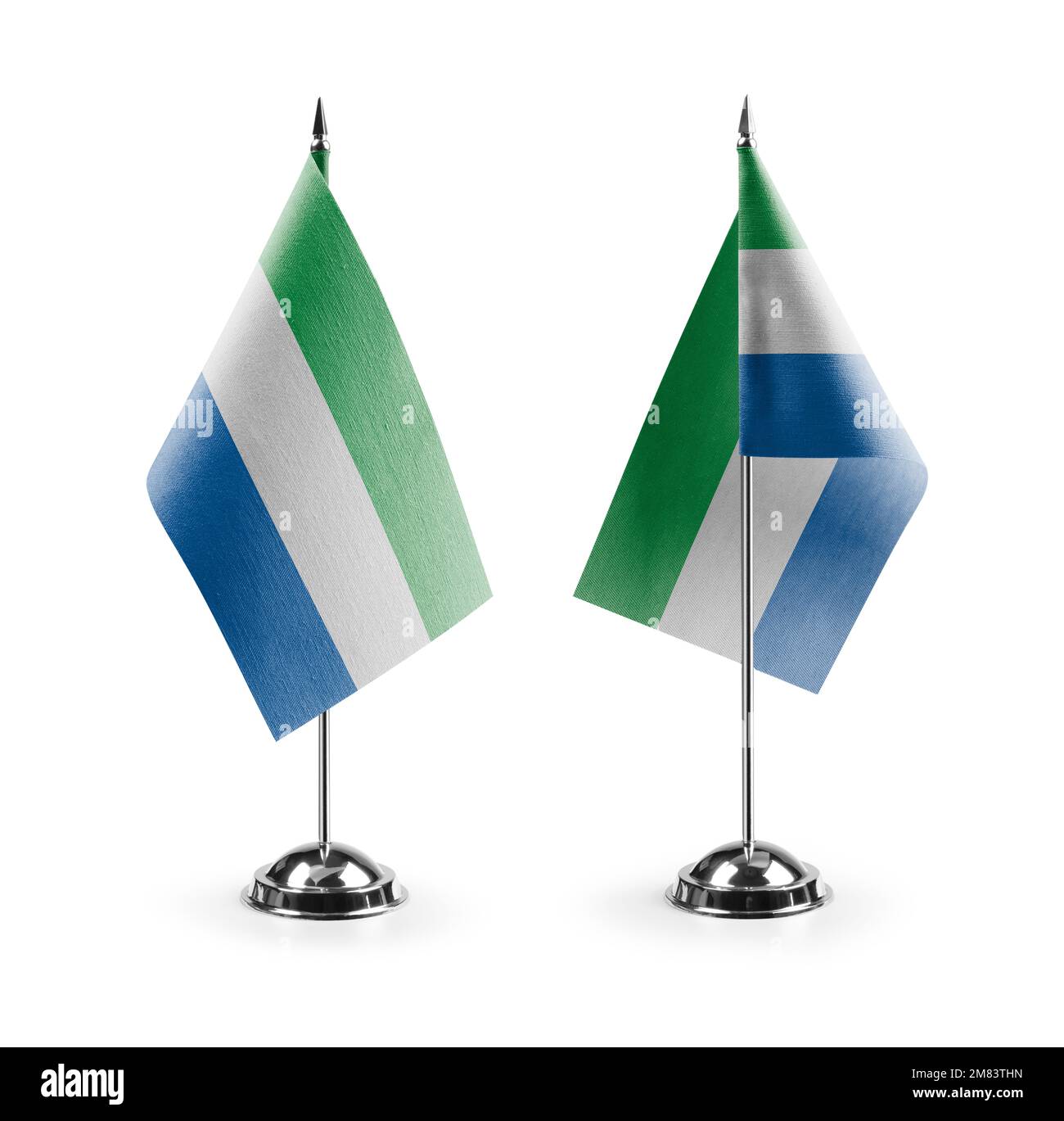 Small national flags of the Sierra Leone on a white background Stock ...