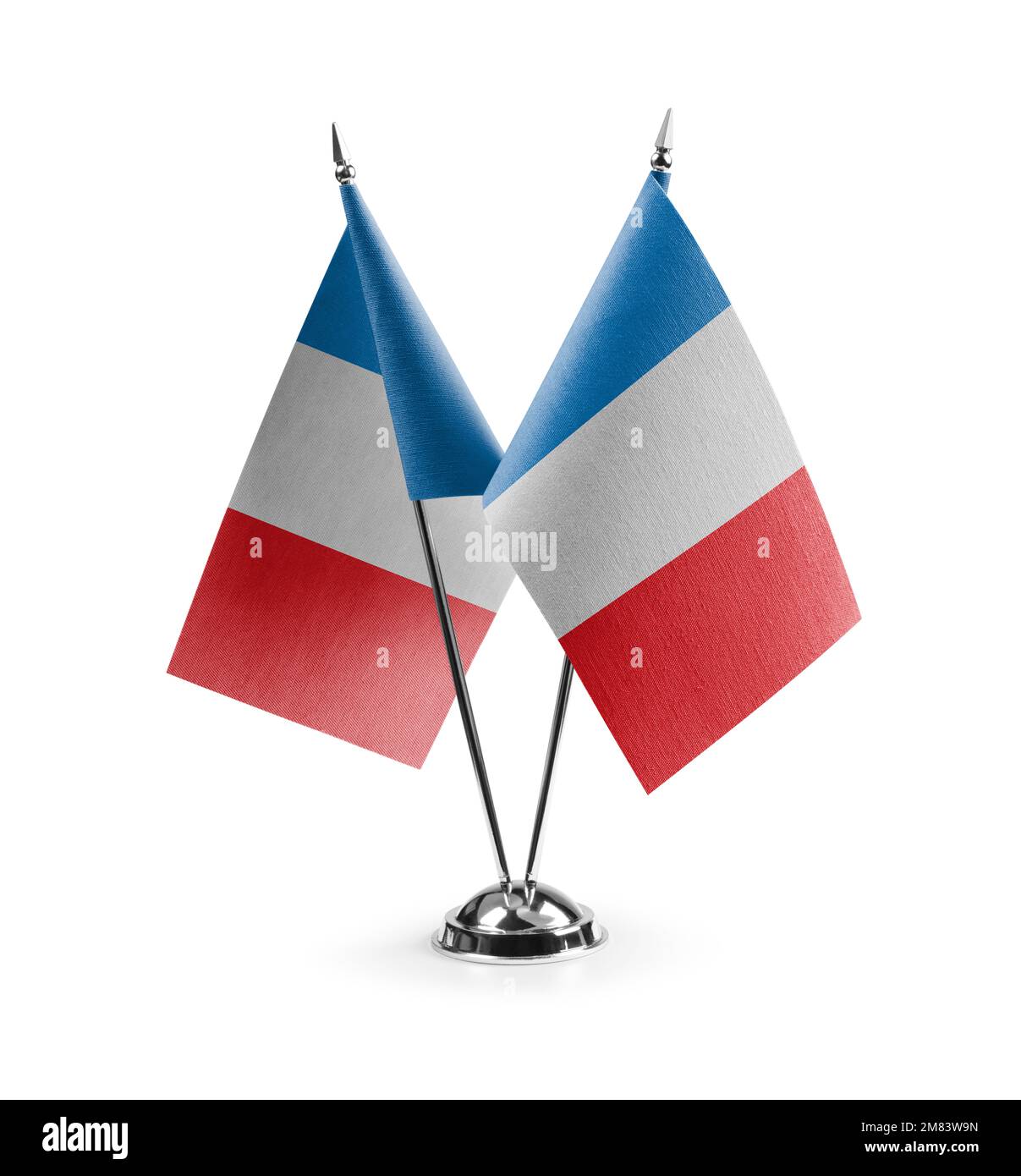 Small national flags of the France on a white background Stock Photo