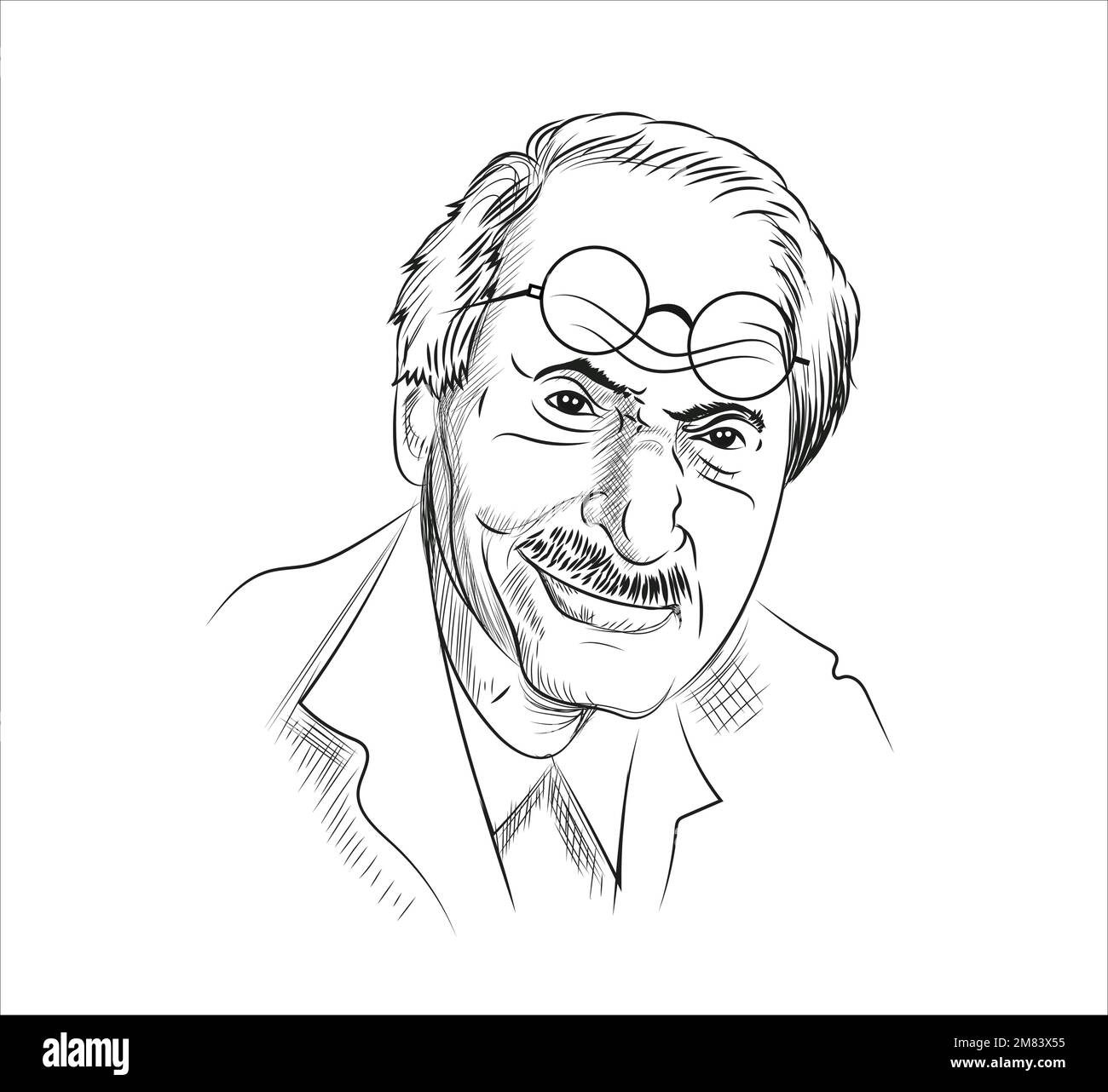 Hand drawn sketch Carl Gustav Jung vector illustration Stock Vector