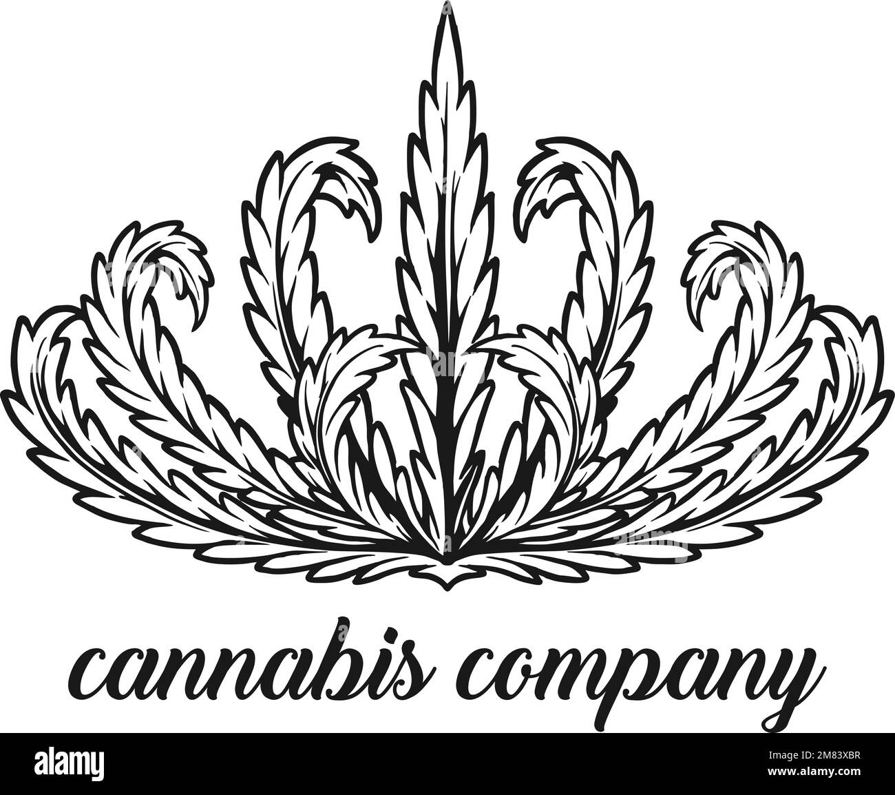 Classic weed crown leaf company mascot monochrome vector illustrations for your work logo, merchandise t-shirt, stickers and label designs, poster Stock Vector