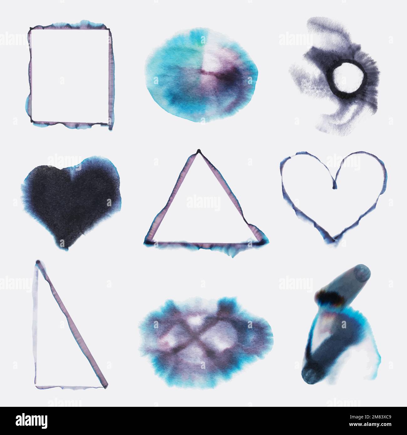 Aesthetic abstract chromatography art vector element set Stock Vector