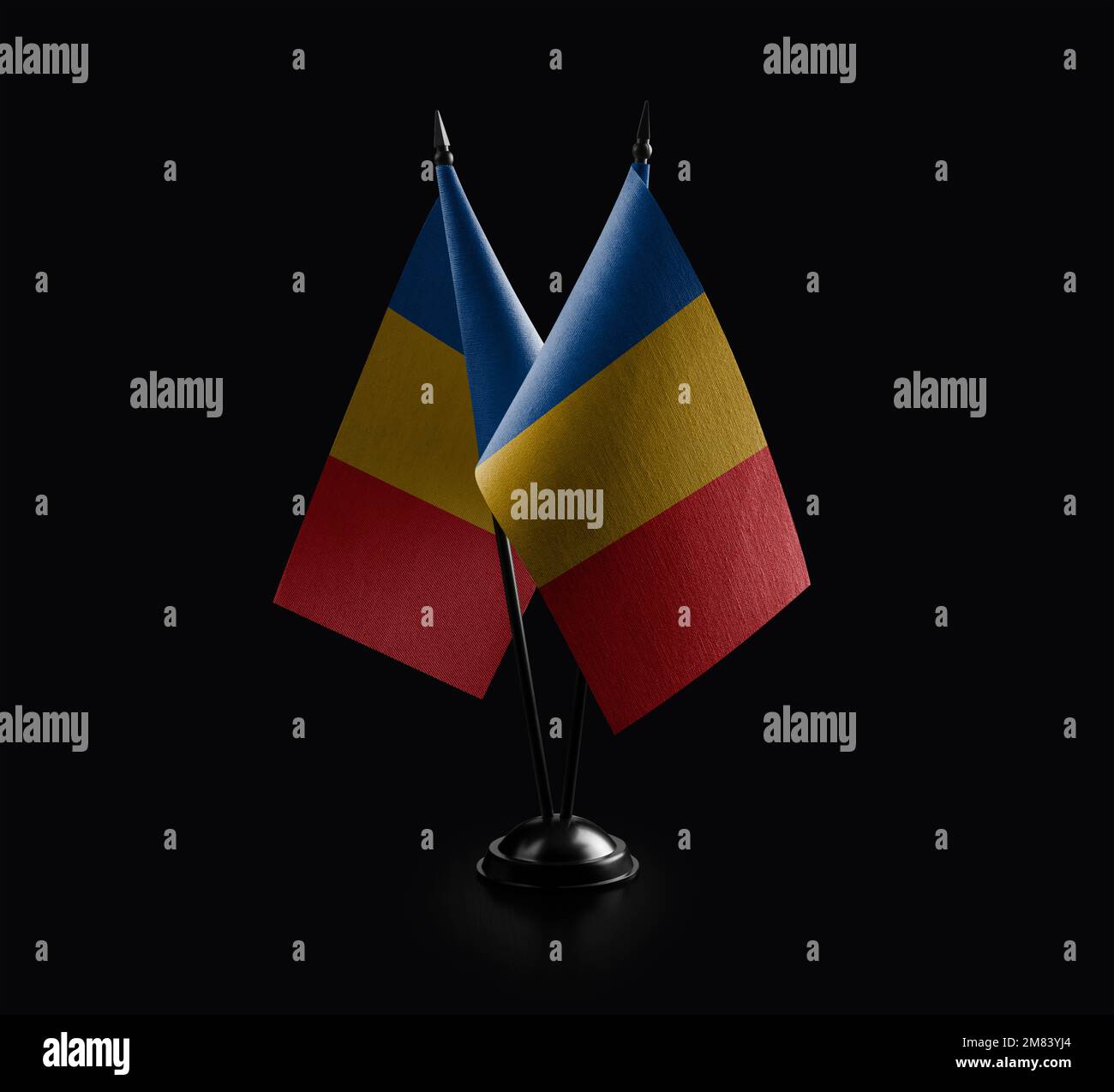 Small national flags of the Chad on a black background Stock Photo - Alamy
