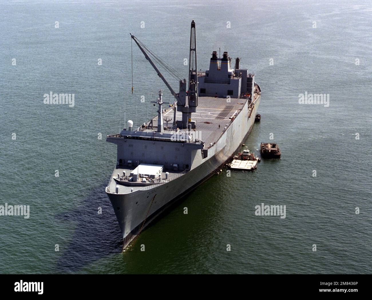 An elevated port bow view of the vehicle cargo/rapid response ship USNS ...