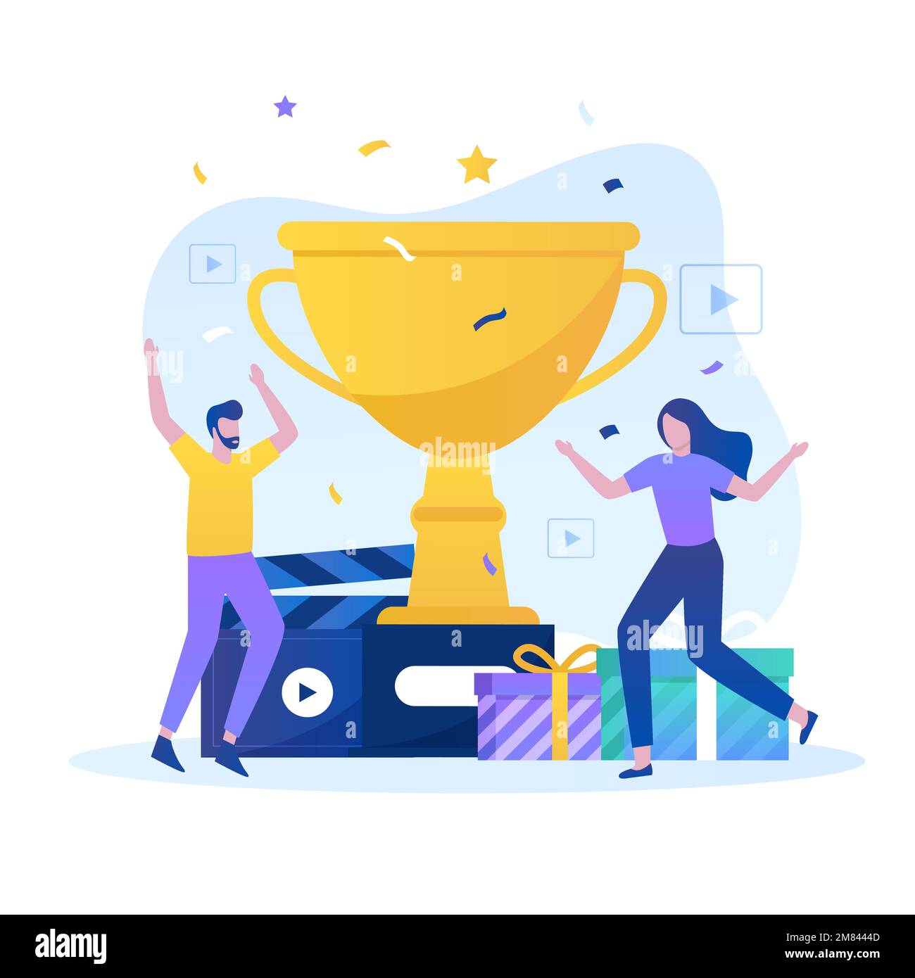 Short video contest illustration concept. illustrations for websites, landing pages, mobile applications, posters and banners. Stock Vector