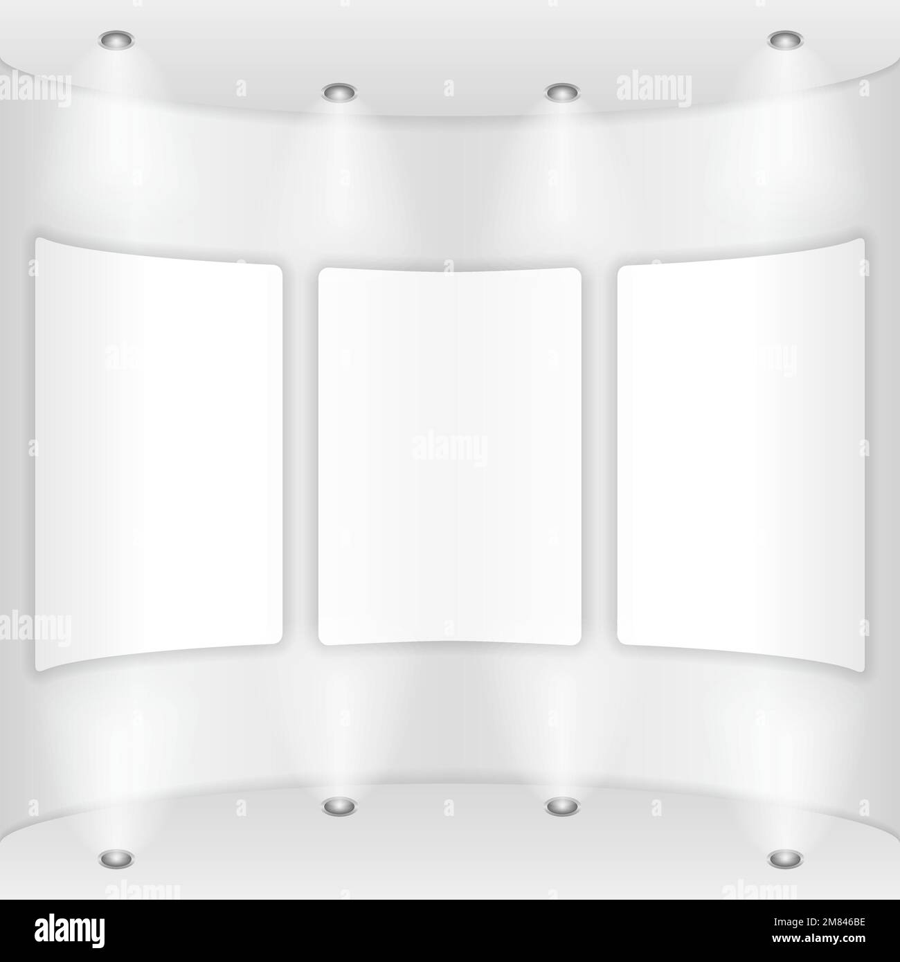 Three frames on a round wall, gallery, vector eps10 illustration Stock Vector