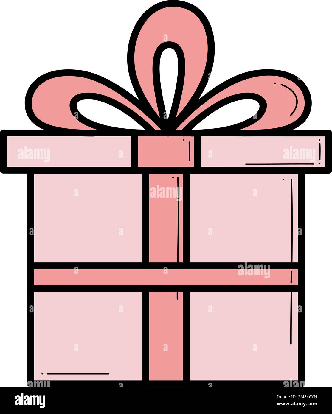 Hand drawn icons gifts with hearts in doodle style. Cartoon present box set with bows. Gift package with love for Valentines day, birthday, wedding, anniversary. Stock Vector