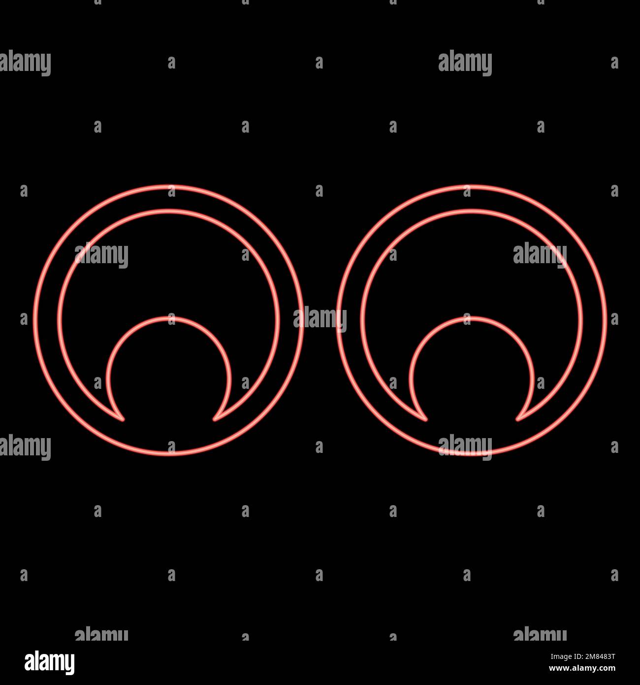 Neon eyes Look concept Two pairs eye View red color vector illustration