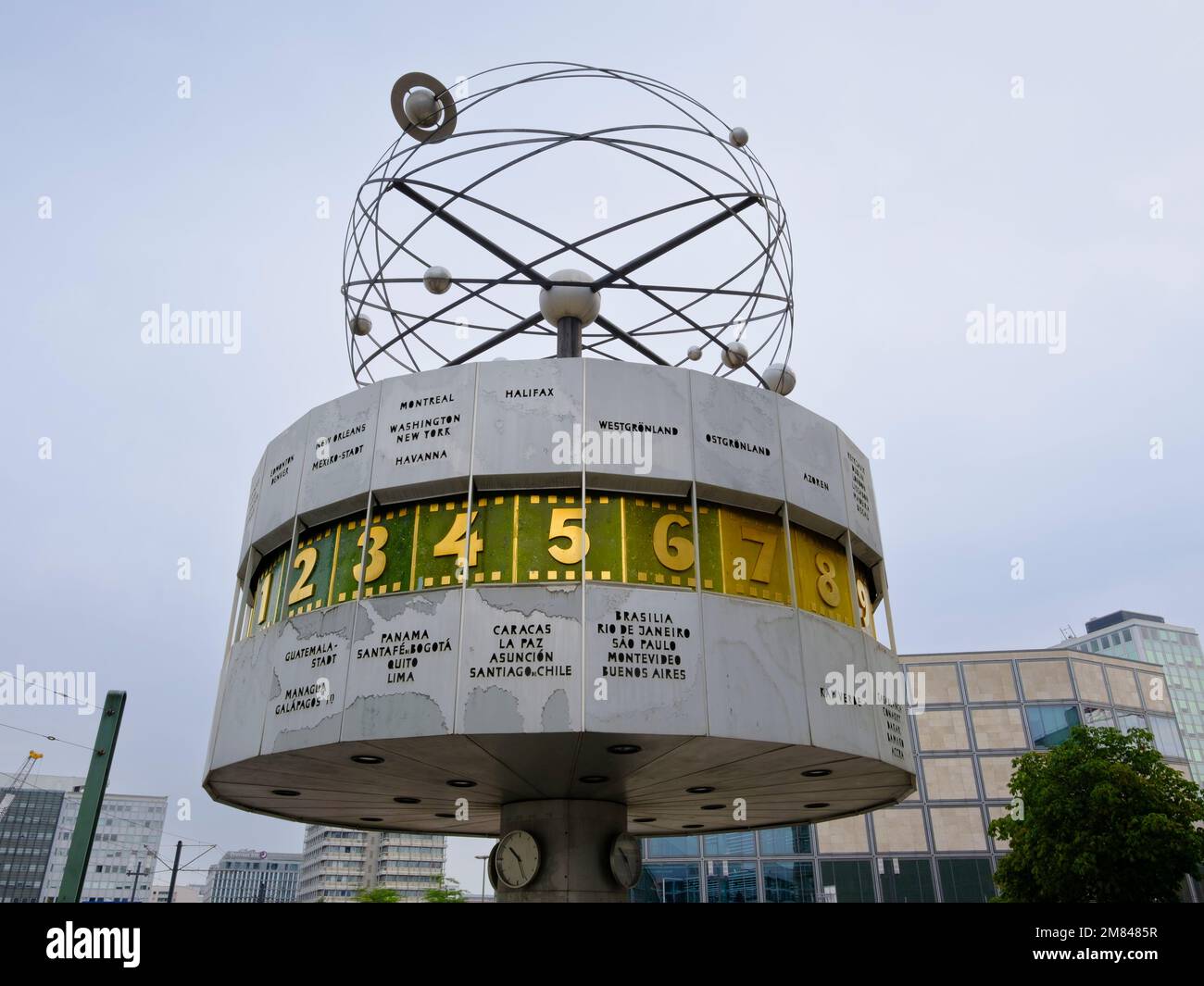 Clock of the world time, Alexander place, Berlin Stock Photo Alamy