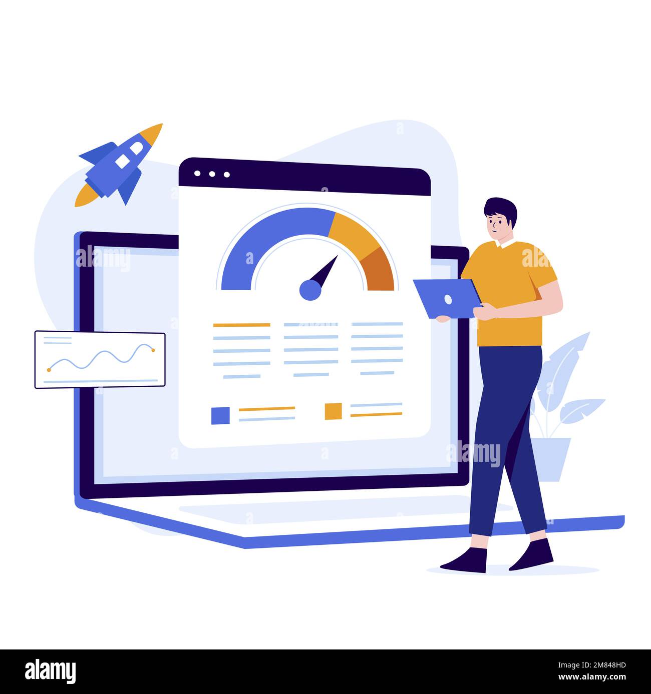 Flat design of web page loading speed test. Illustration for websites