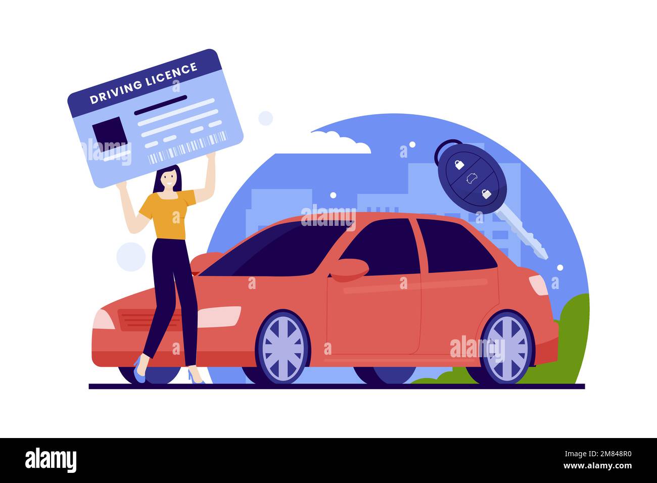Driving licence flat design concept. Illustration for websites, landing