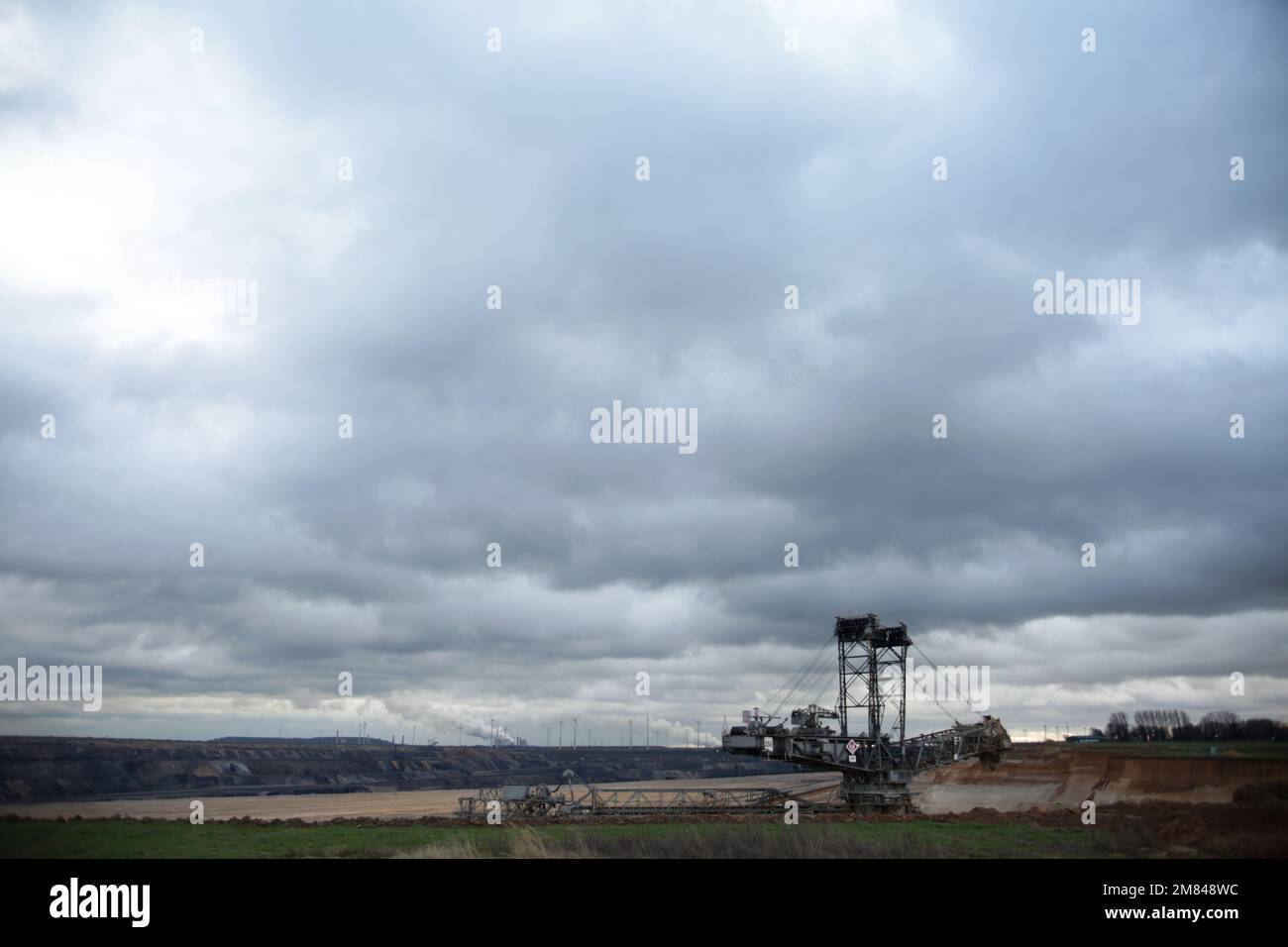 Mining equipment in a lignite mine near Garzweiler Stock Photo