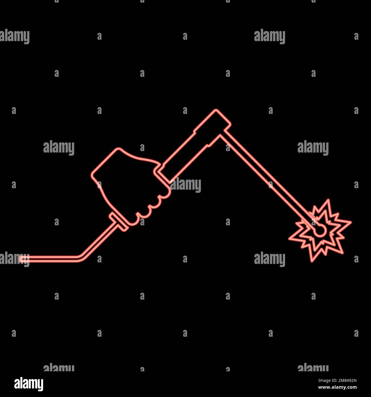 Neon welding machine in hand holding electric tool use Arm using