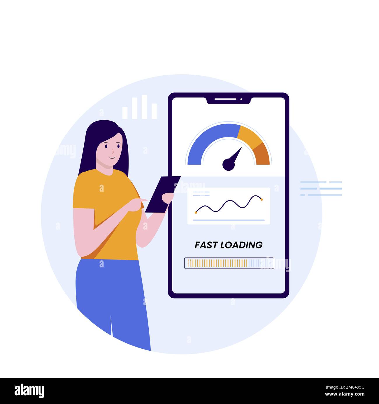 Flat design of web page loading speed test. Illustration for websites