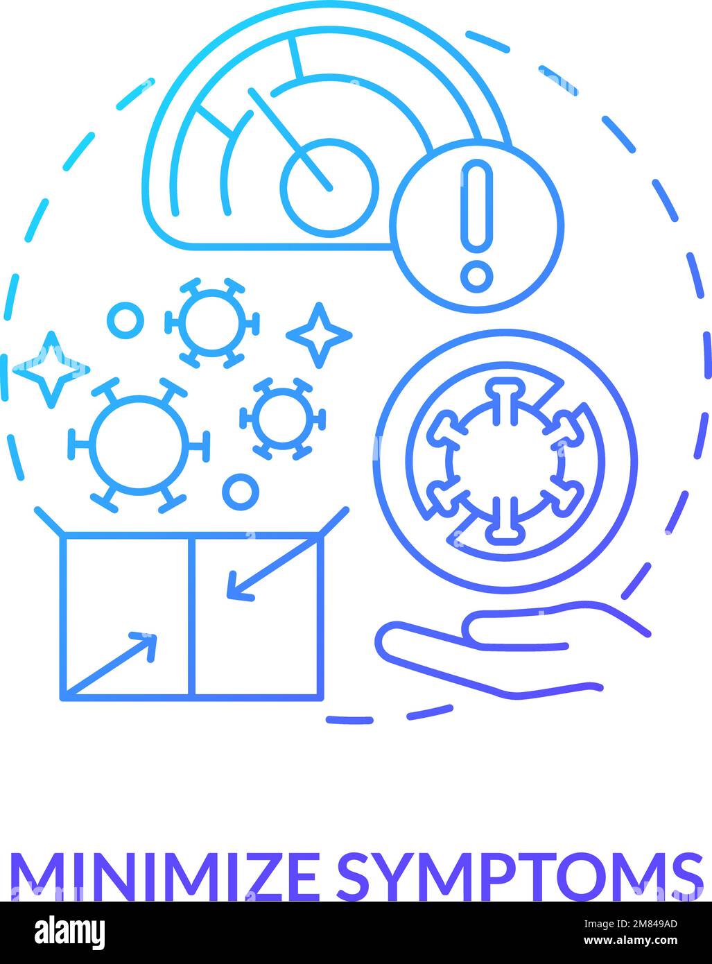 Minimize symptoms blue gradient concept icon Stock Vector