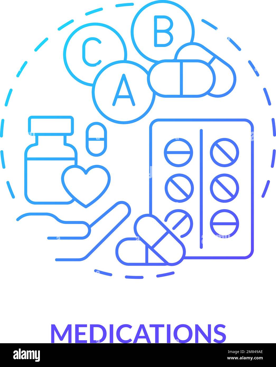 Medications blue gradient concept icon Stock Vector