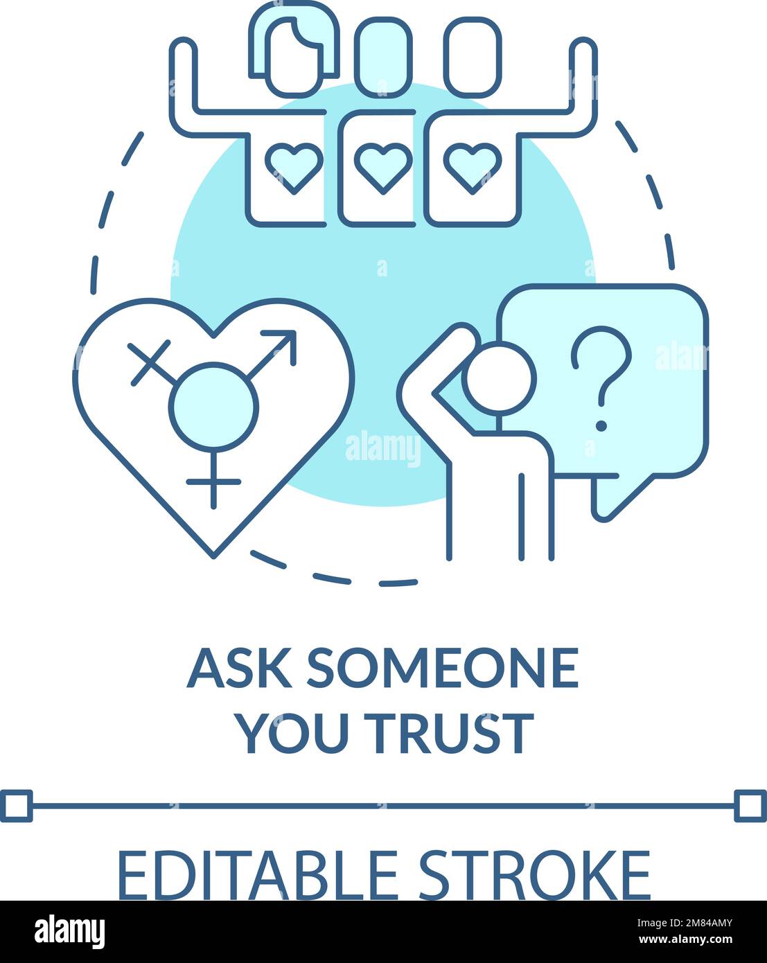 Ask someone you trust turquoise concept icon Stock Vector