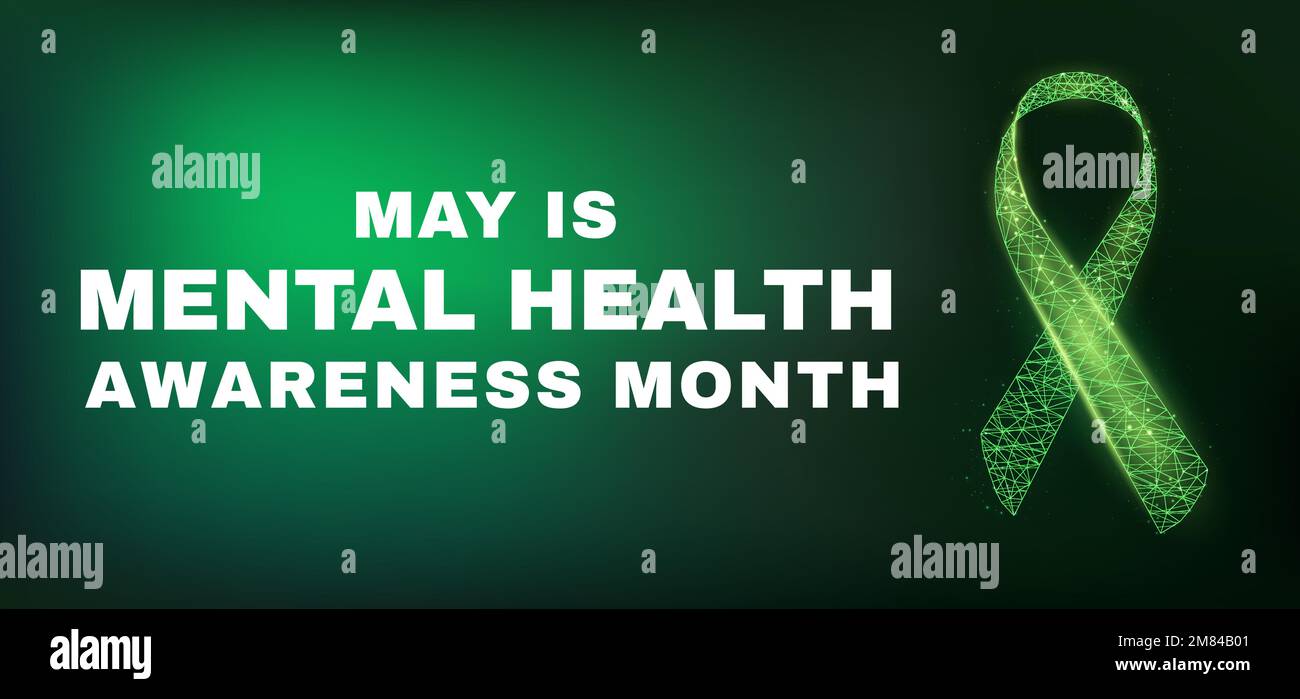 Mental health awareness month concept. Banner template with glowing ow