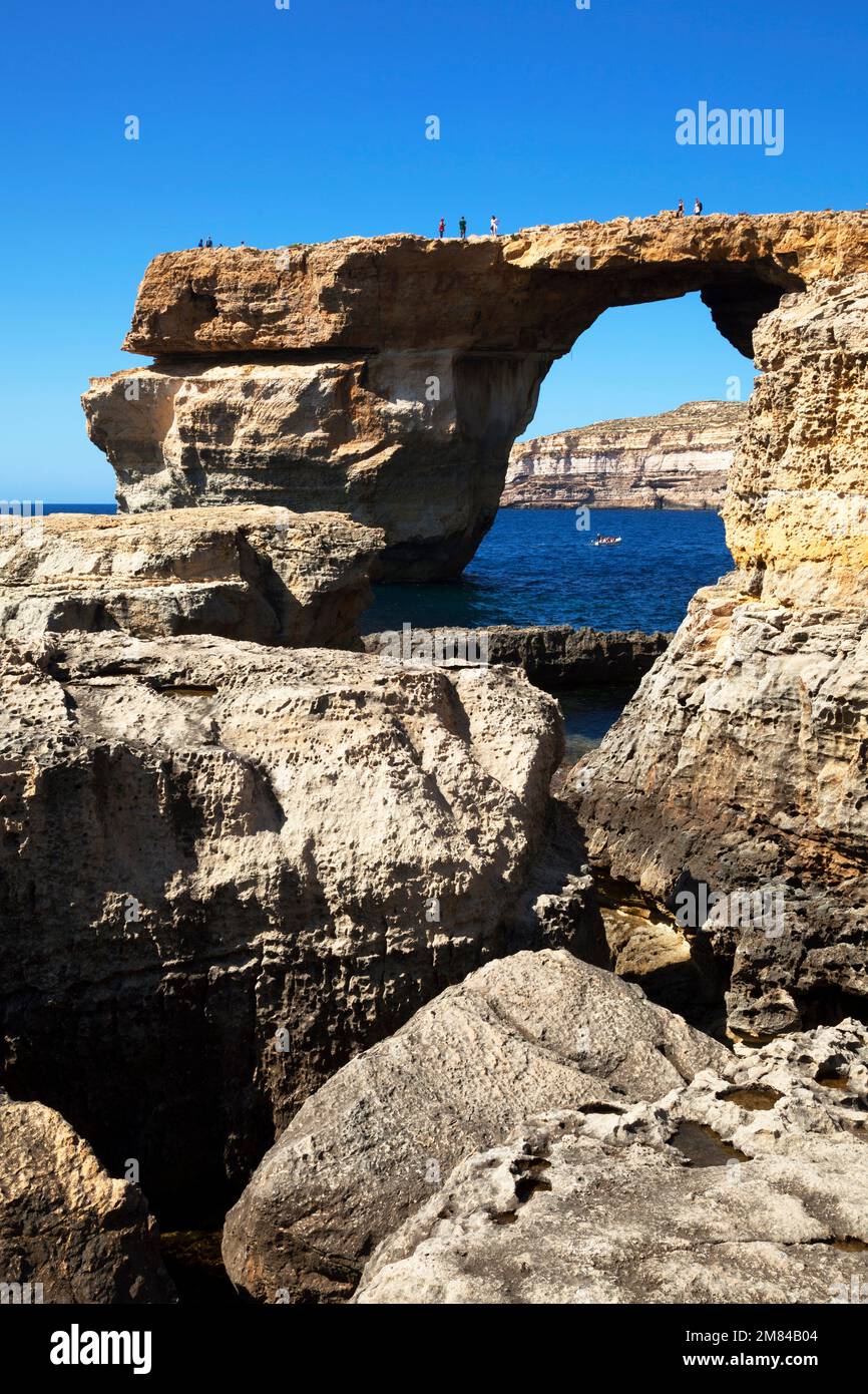 Azure Window, natürlicher Felsbogen an der Westküste, Insel Gozo, Malta, Europa Stock Photo