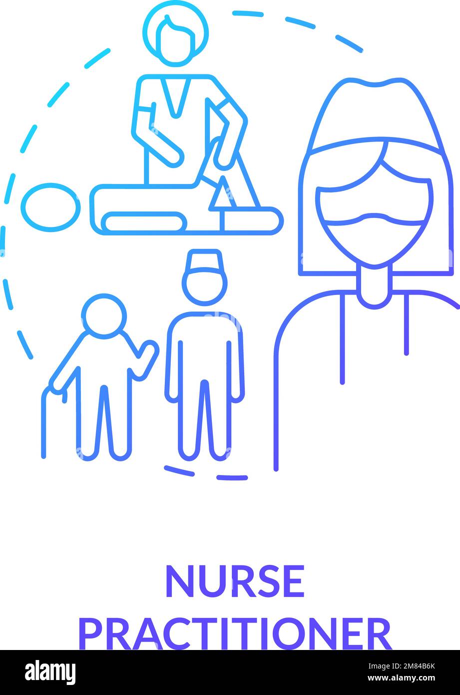 Nurse practitioner blue gradient concept icon Stock Vector