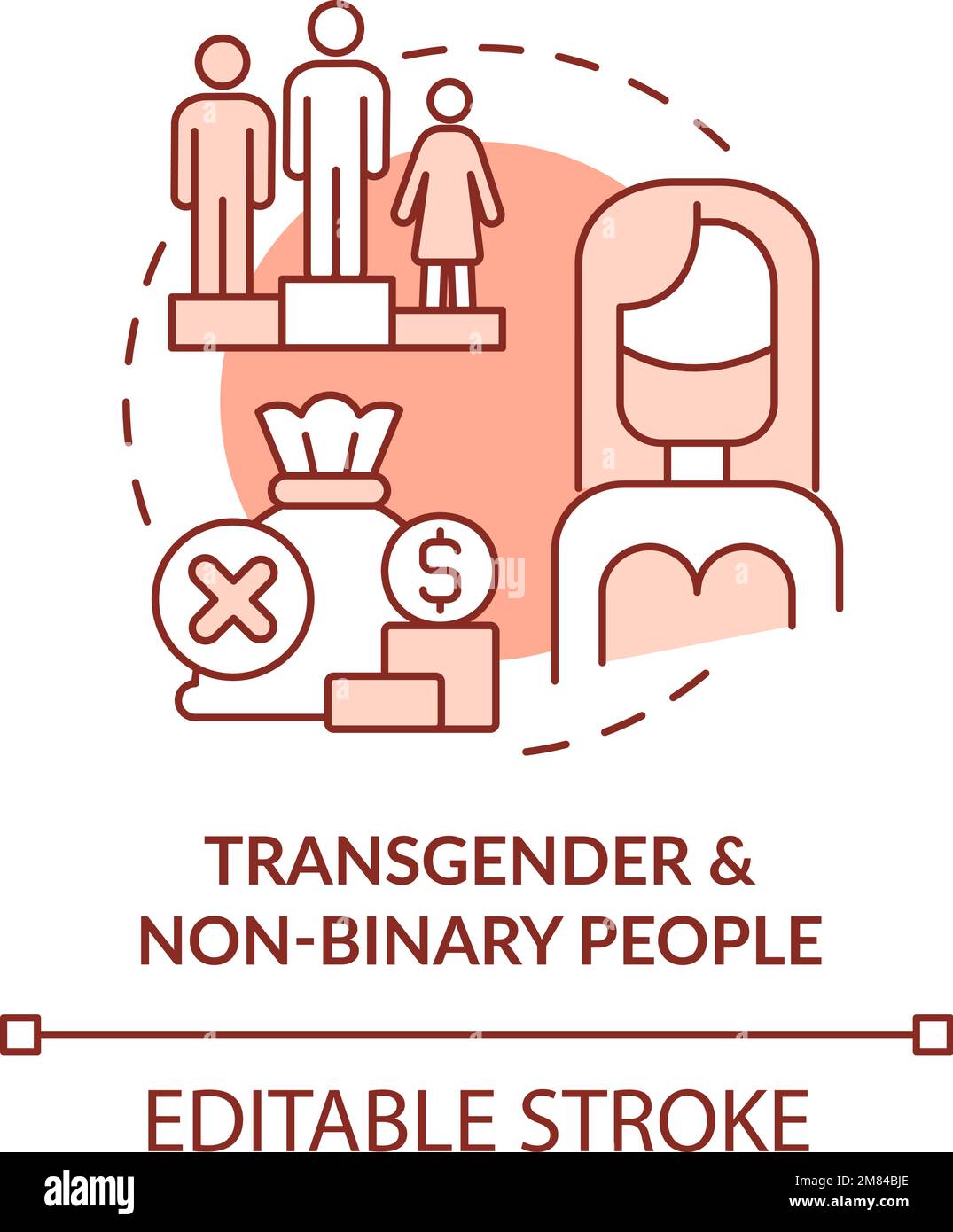Transgender and nonbinary people terracotta concept icon Stock Vector