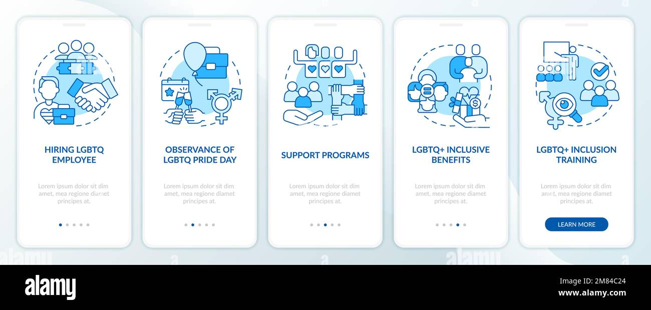 Creating LGBTQ inclusive workplace blue onboarding mobile app screen ...