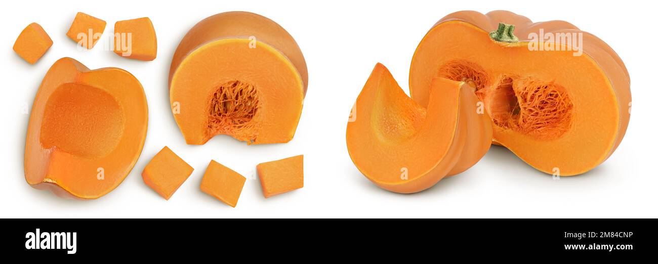 Fresh orange pumpkin isolated on white background with full depth of ...