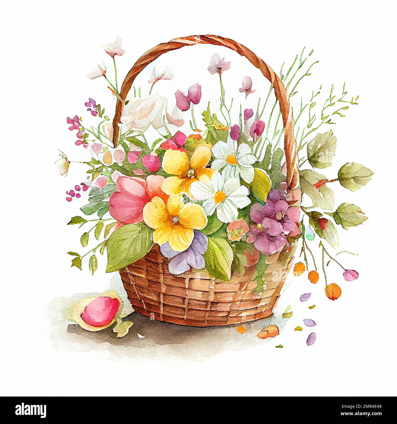 Cute watercolor basket with spring flowers Stock Vector Image & Art - Alamy