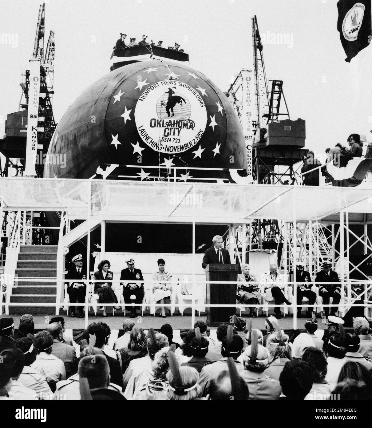 Edward J. Campbell, president of Newport News Shipbuilding, speaks at