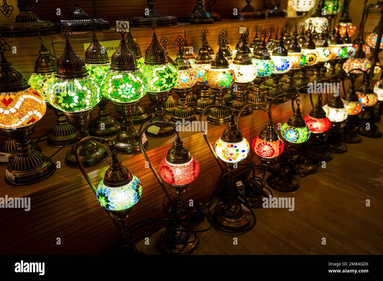 Beautiful Arabian lamps with blur background, shot at Dubai Spice Souk