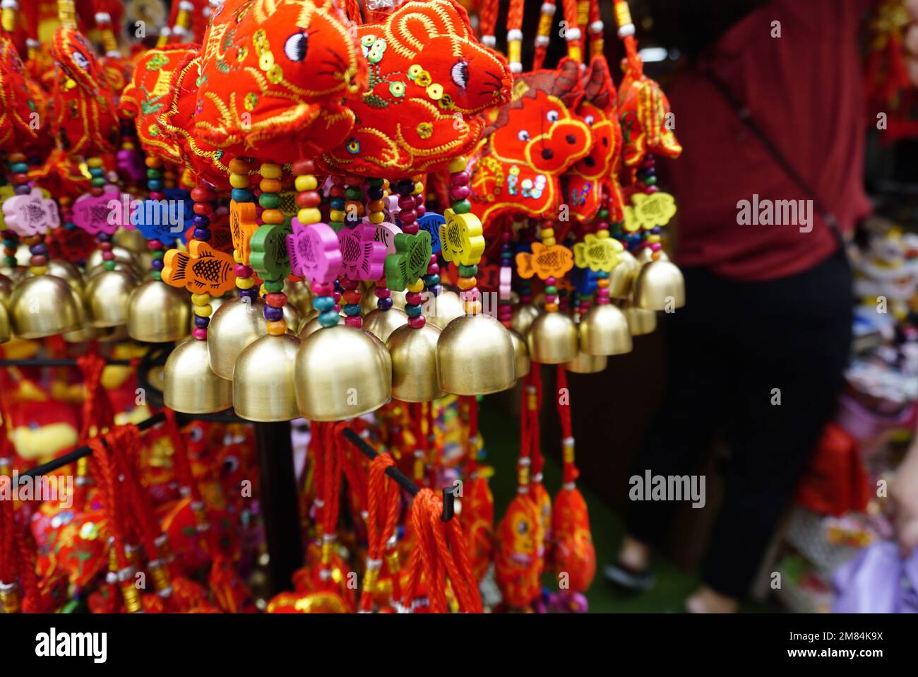 Chinese bells for sell in Penang city center Stock Photo