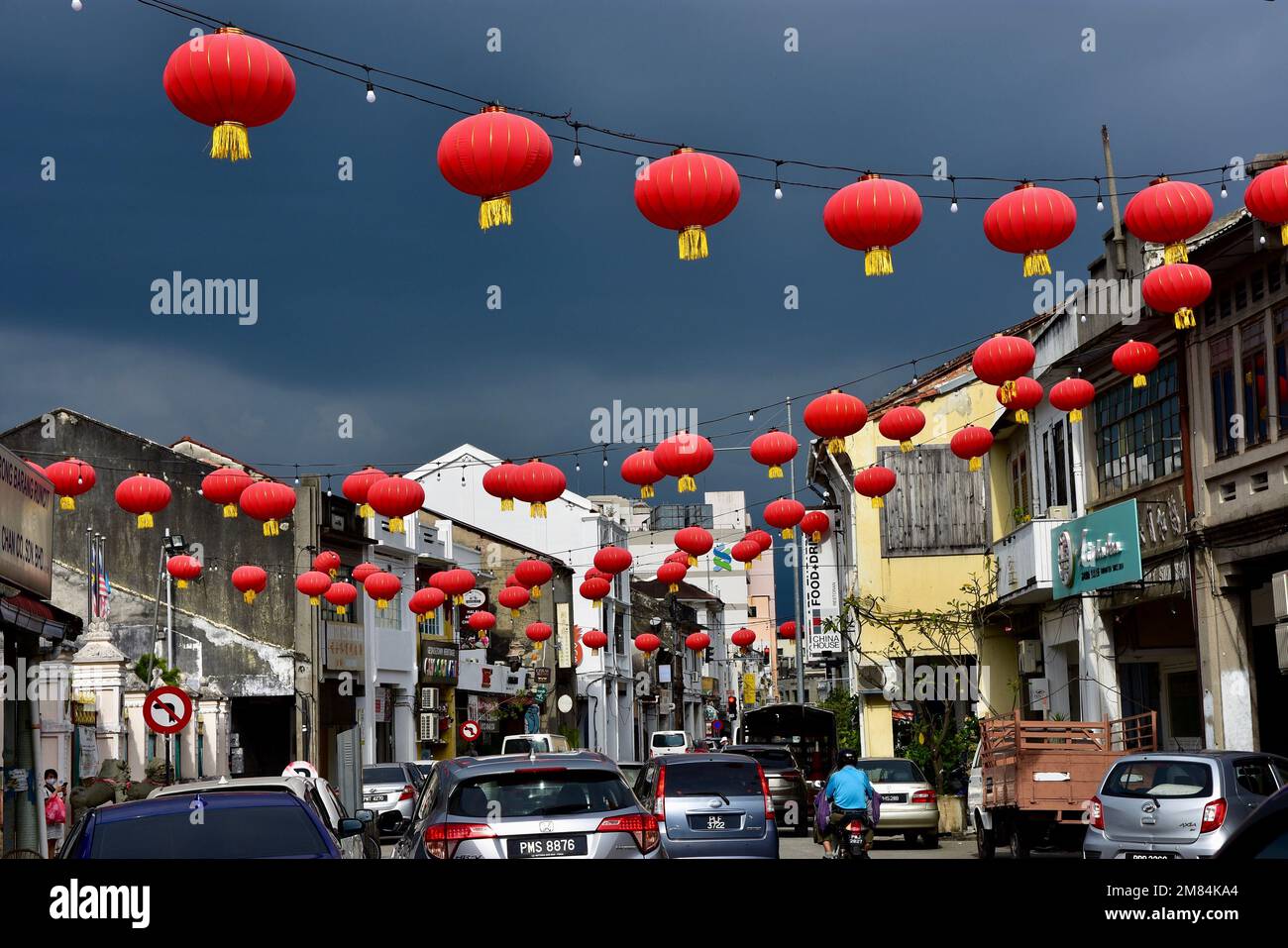Penang city center, ready to welcome the Chinese rabbit year Stock Photo