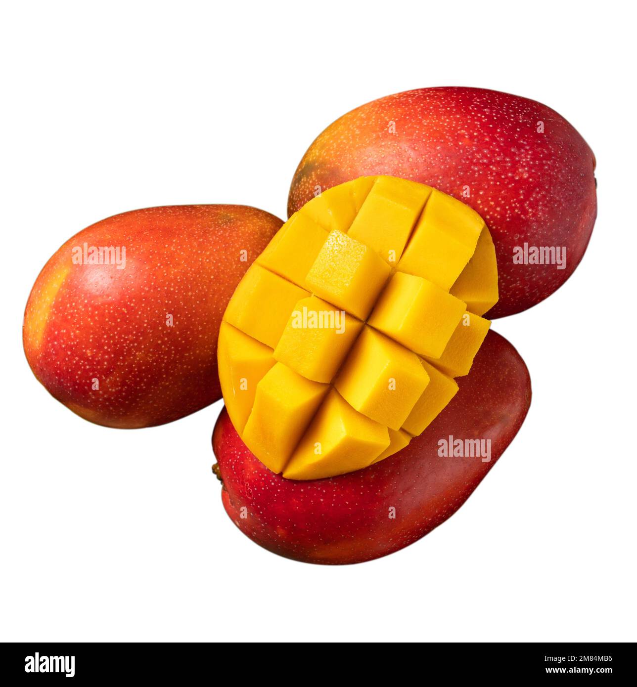 Beautiful delicious ripe mango isolated on white table background ...