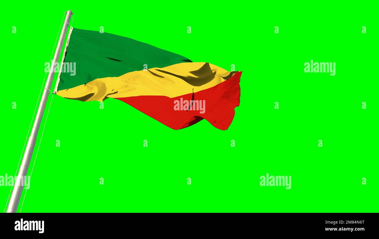 Waving glorious flag of Congo on green screen, isolated - object 3D ...