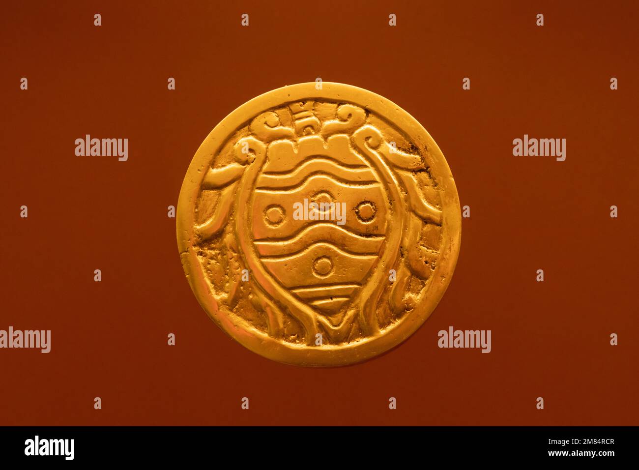 This broach of deity Mictlantecuhtli represents a heart cast in solid