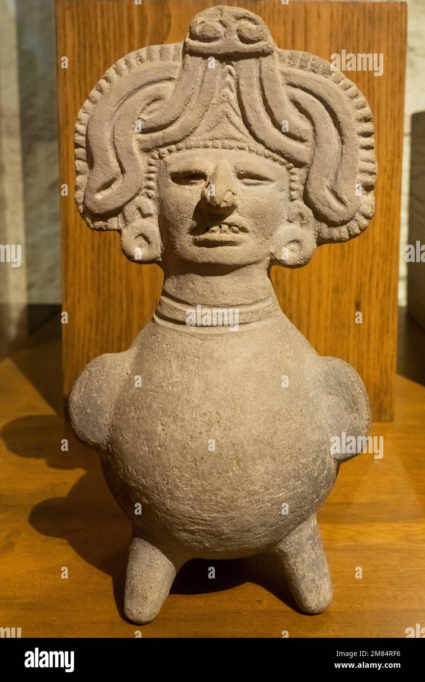 PreHispanic ceramic Zapotec funerary urn of a hybrid man/animal in the