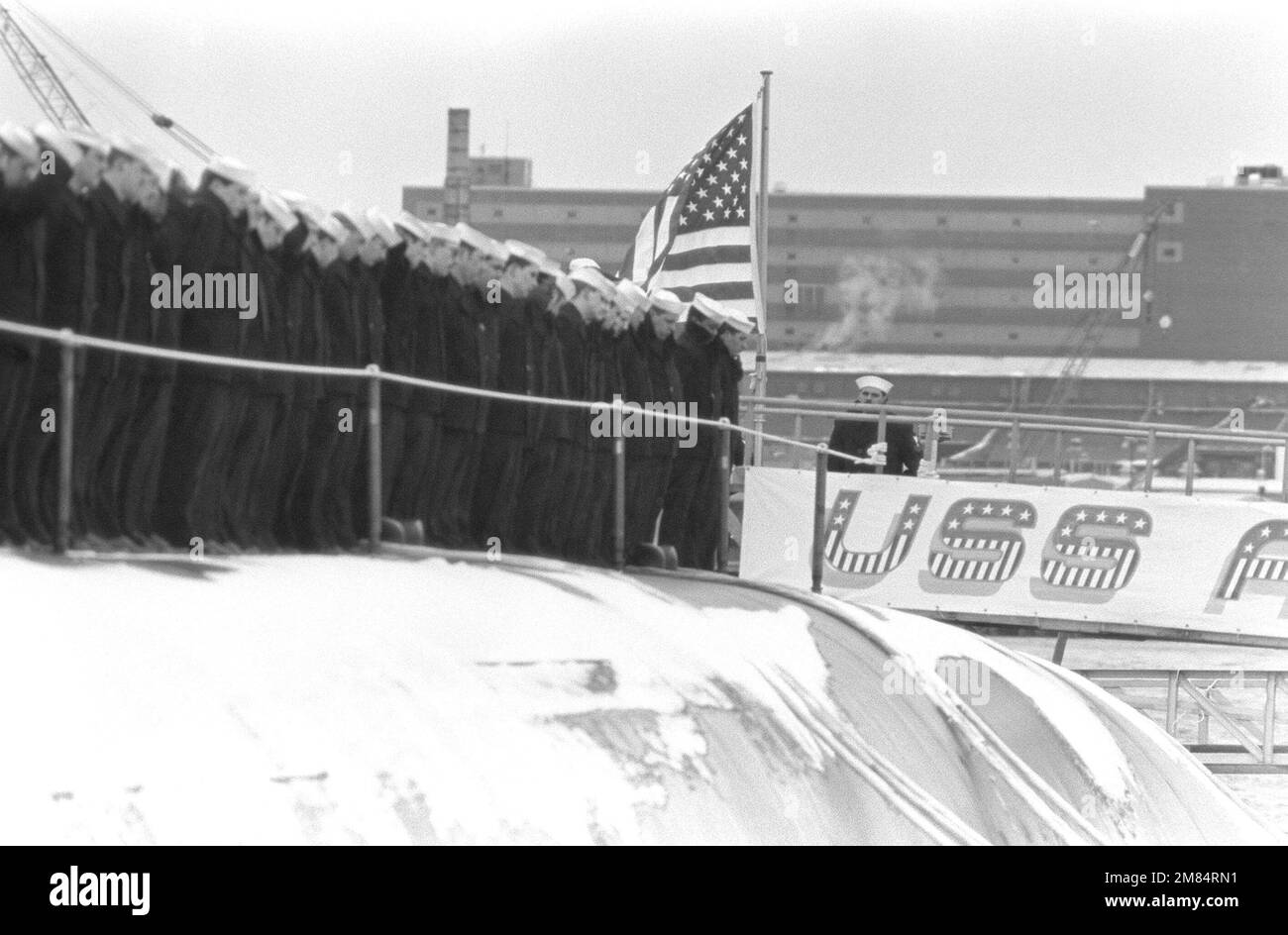 Crew members of the nuclearpowered strategic missile submarine USS