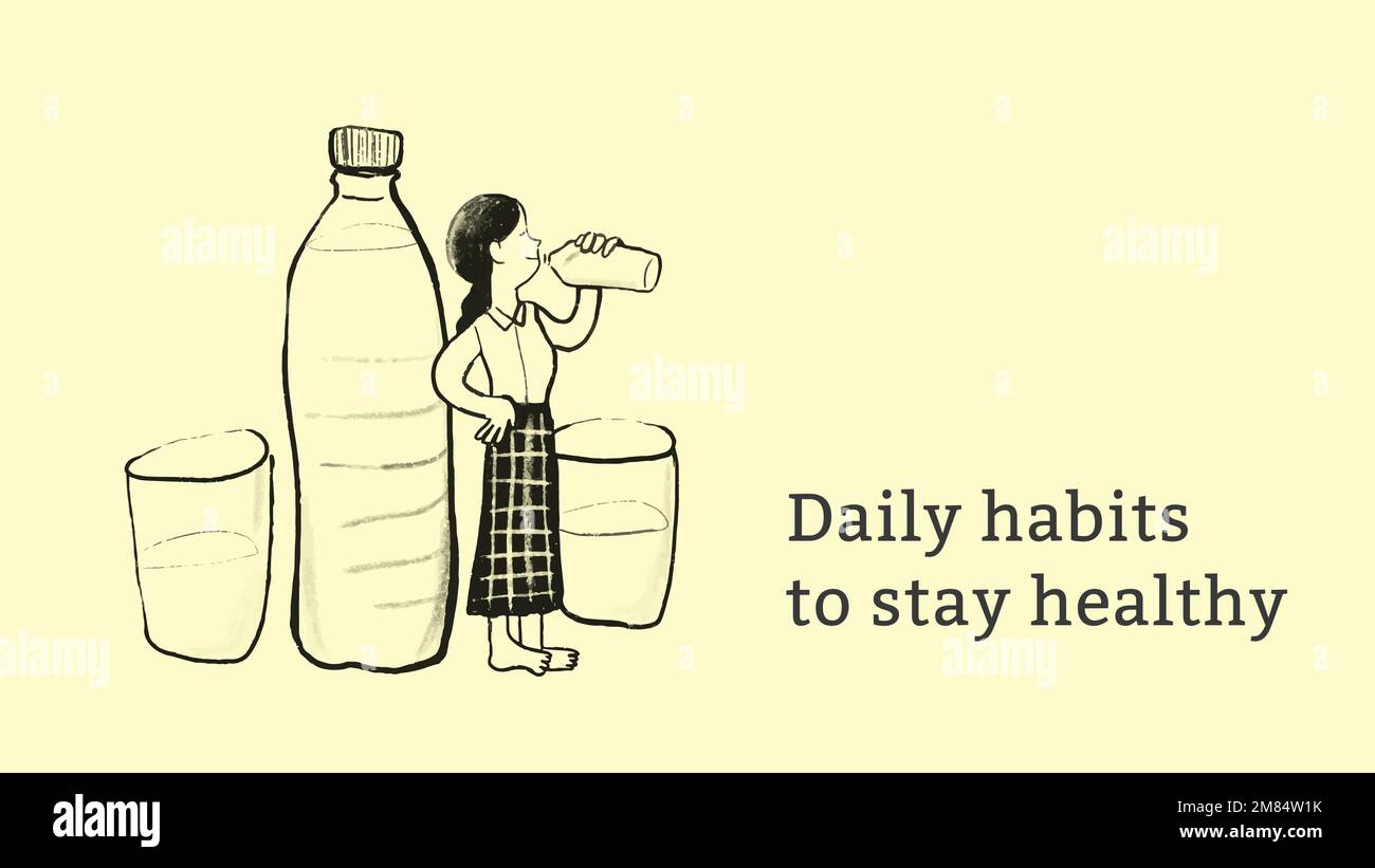Healthy dairy habits template vector healthcare presentation Stock Healthy dairy habits template vector healthcare presentation Stock